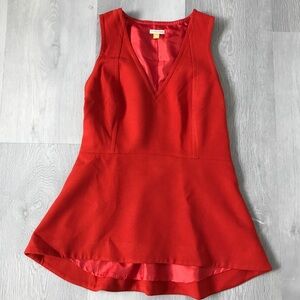 ANTHROPILOGIE PEPLUM RED BLOUSE SLEEVELESS ZIP TOP WOMENS 4